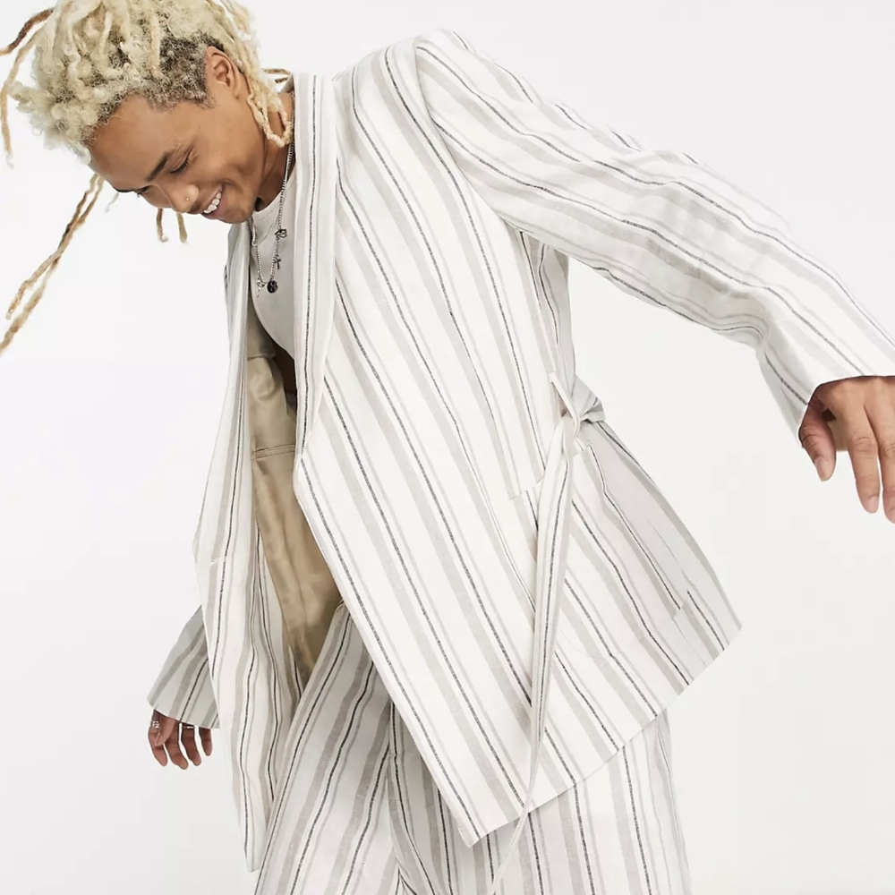 ASOS Design, slim wrap belt suit jacket